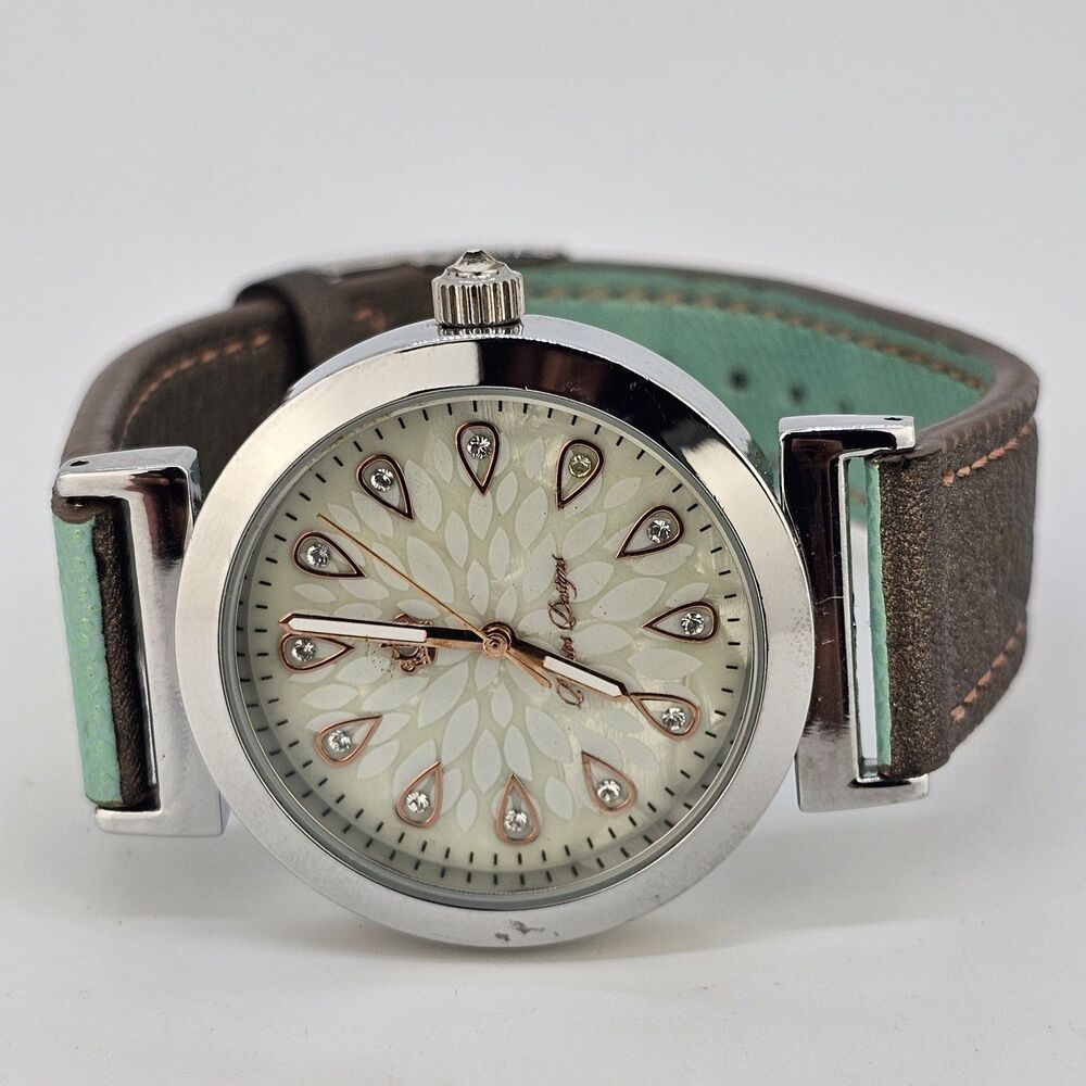 Premier Designs Women Watch Reversible Bands‎ 35MM Brown Green Bands New Battery